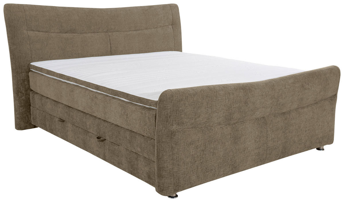 BOXSPRINGBETT 180/200 cm  in Braun  - Chromfarben/Braun, KONVENTIONELL, Textil/Metall (180/200cm) - Esposa