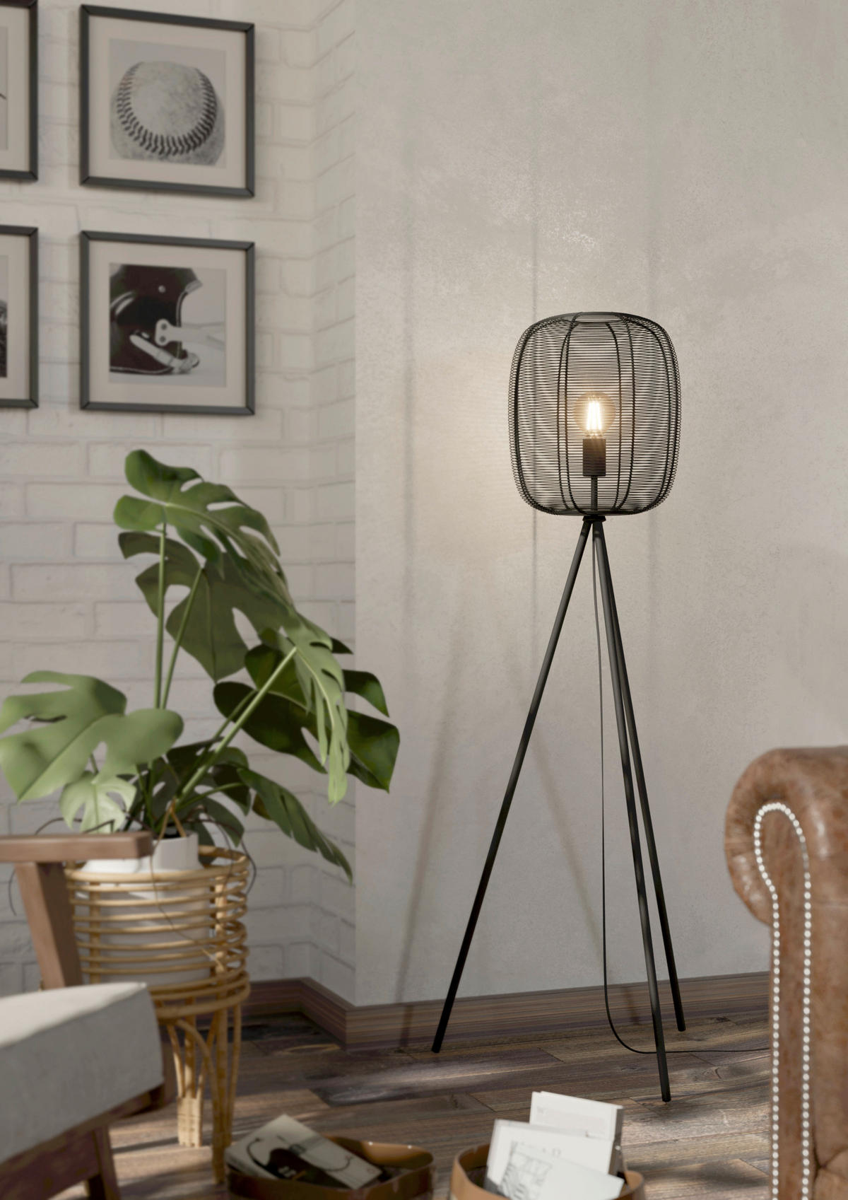 STEHLEUCHTE Rinroe 33/141 cm  - Schwarz, Basics, Metall (33/141cm) - Eglo