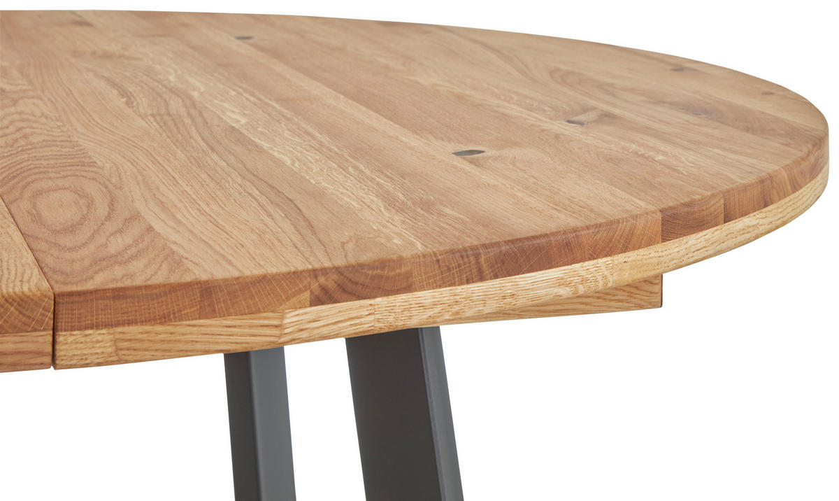 ESSTISCH Eichefarben rund  ausziehbar  - Eichefarben/Schwarz, KONVENTIONELL, Holz/Metall (110-170/110/75cm) - Linea Natura