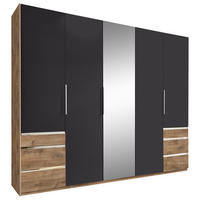 DREHTÜRENSCHRANK in Graphitfarben, Eichefarben  - Chromfarben/Eichefarben, Modern, Glas/Holzwerkstoff (250/216/58cm) - MID.YOU
