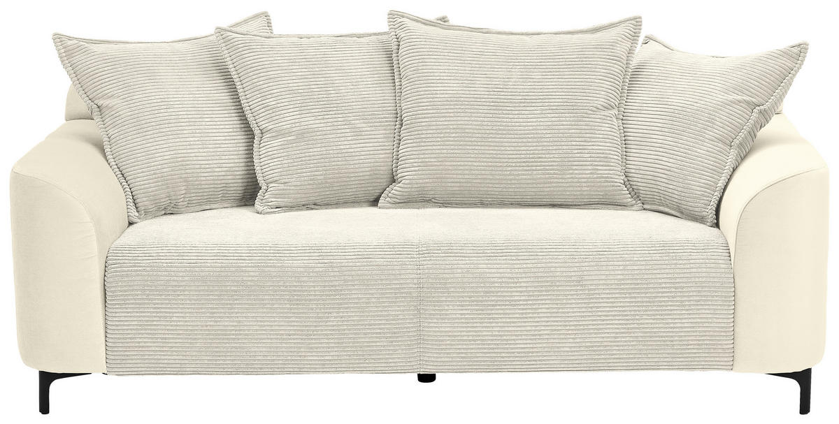 2-SITZER-SOFA  in Cord, Velours Beige  - Beige/Schwarz, KONVENTIONELL, Textil/Metall (175/84/99cm) - Carryhome