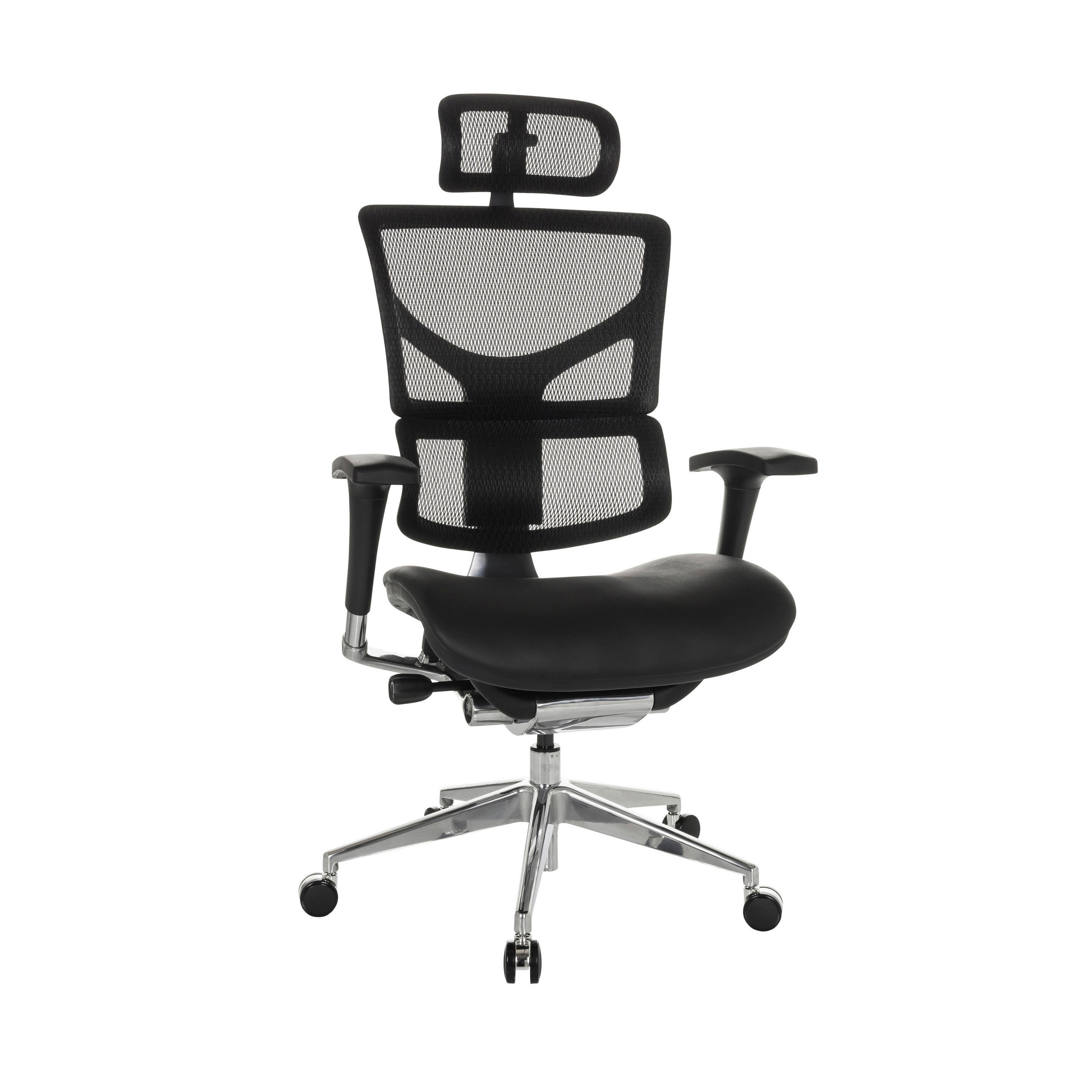 DREHSTUHL  in Schwarz  - Silberfarben/Schwarz, Basics, Leder/Kunststoff (70/124-146/67cm) - MID.YOU
