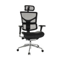 DREHSTUHL Schwarz  - Silberfarben/Schwarz, Basics, Leder/Kunststoff (70/124-146/67cm) - MID.YOU