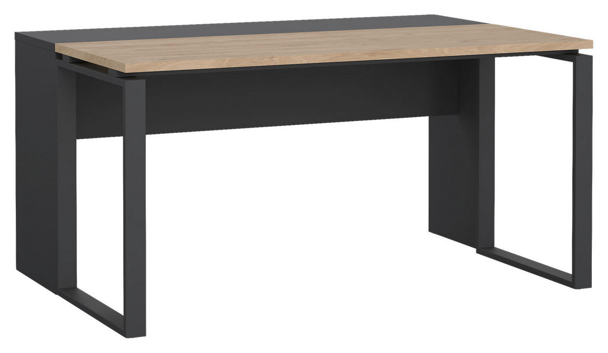 SCHREIBTISCHKOMBINATION Grau, Eichefarben  - Eichefarben/Grau, MODERN, Holzwerkstoff (160/100/75,6cm) - MID.YOU