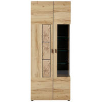 VITRINE in Graphitfarben, Kernbuche  - Graphitfarben/Kernbuche, KONVENTIONELL, Glas/Holzwerkstoff (80/201/37cm) - Xora