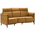 TRAPEZSOFA in Echtleder Currygelb  - Currygelb/Schwarz, KONVENTIONELL, Leder/Metall (221/103/95cm) - Dieter Knoll