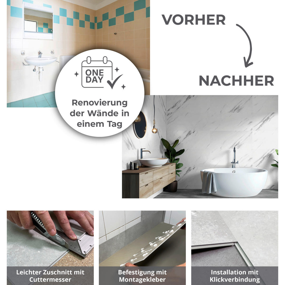 Vinyl für die Wand  - Hellgrau, MODERN, Kunststoff (60/30/0,37cm)