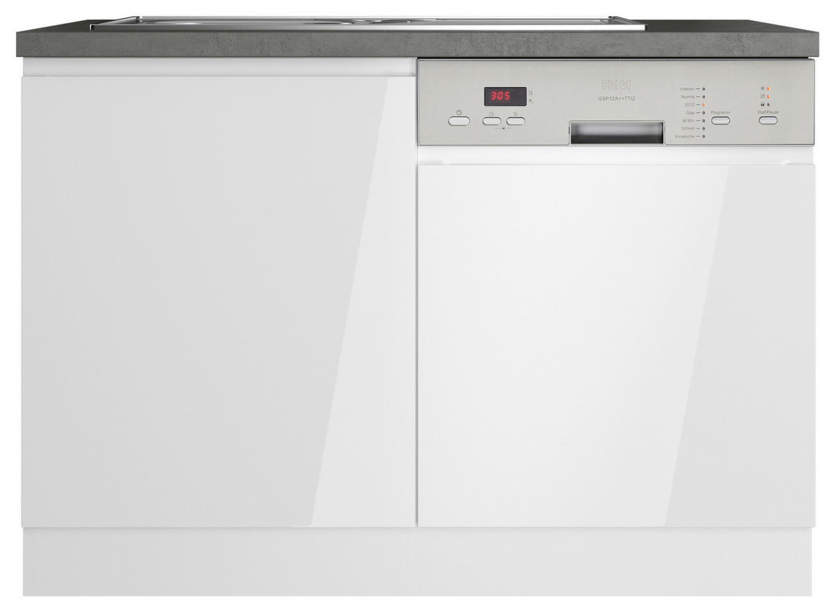SPÜLENUNTERSCHRANK 120/86/60 cm  in Grau, Weiß, Weiß Hochglanz  - Weiß Hochglanz/Weiß, LIFESTYLE, Holzwerkstoff (120/86/60cm) - Held