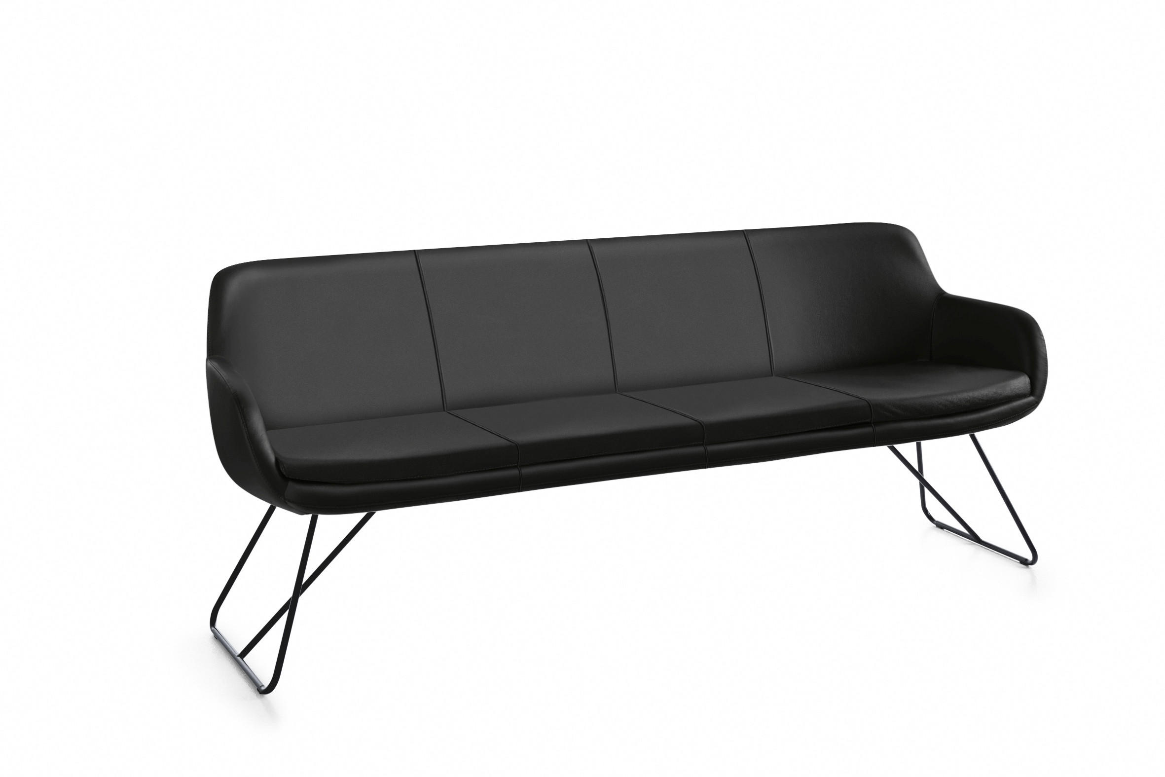 SITZBANK 220/87/65 cm Echtleder Schwarz Metall  - Schwarz, Design, Leder/Metall (220/87/65cm) - Musterring