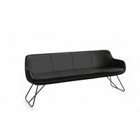 SITZBANK 200/87/65 cm Echtleder Schwarz Metall  - Schwarz, Design, Leder/Metall (200/87/65cm) - Musterring