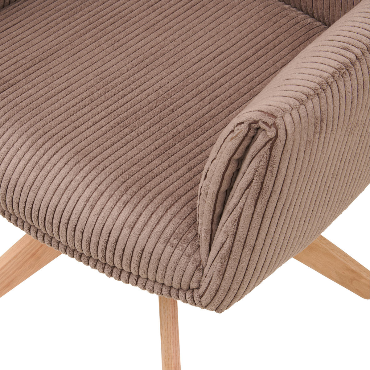 ARMLEHNSTUHL  in Eisen Cord  - Braun/Naturfarben, LIFESTYLE, Holz/Textil (65/90/62,5cm) - MID.YOU