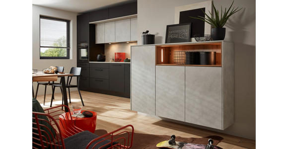 EINBAUKÜCHE - Schwarz/Grau, Design, Holzwerkstoff - Dieter Knoll