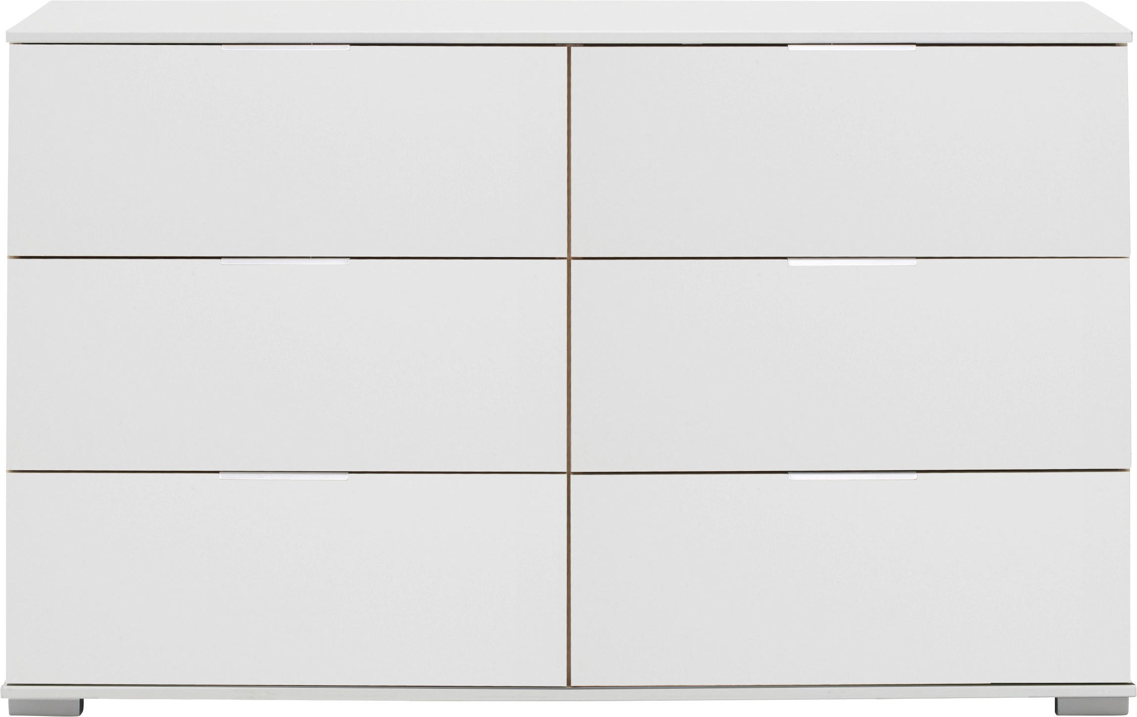 KOMMODE , 130/83/41 cm, 6 Schublade(n)  - Alufarben/Weiß, Design, Holzwerkstoff/Kunststoff (130/83/41cm) - Livetastic