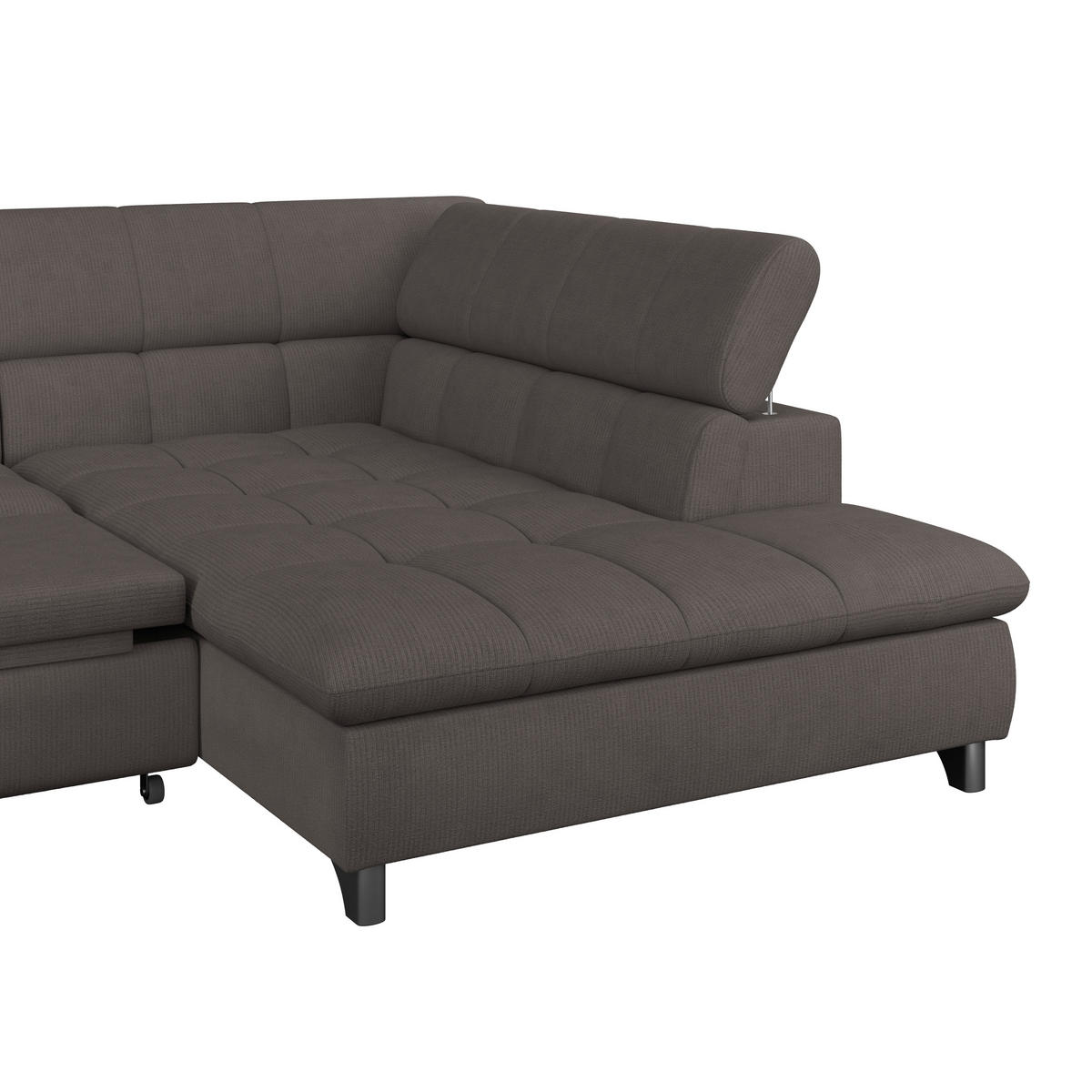 ECKSOFA Braun Chenille  - Chromfarben/Braun, KONVENTIONELL, Textil/Metall (312/234cm) - Livetastic