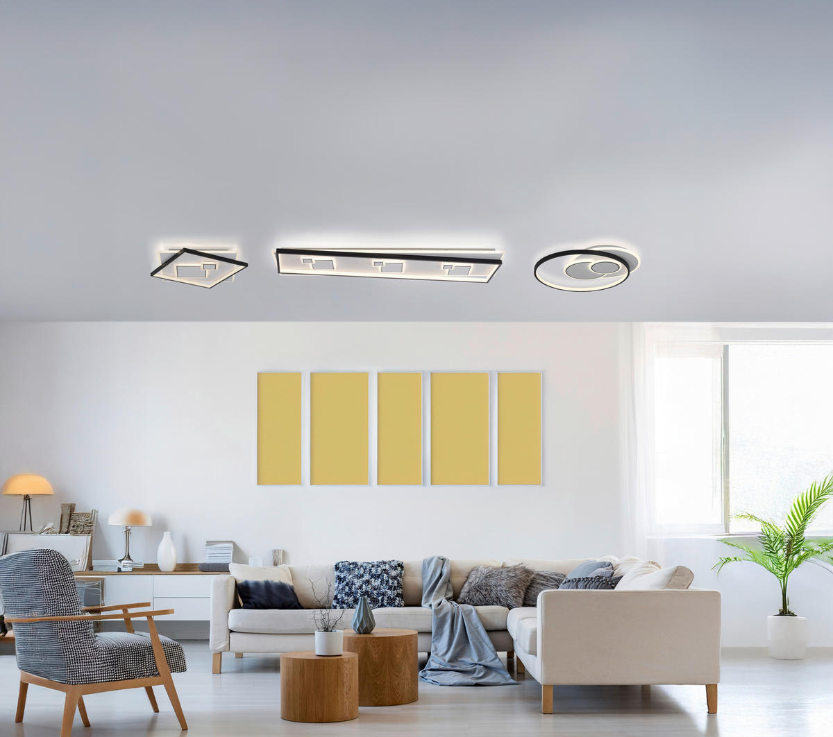 STROPNÍ LED SVÍTIDLO, 57/57/6 cm - Design, kov/plast (57/57/6cm)