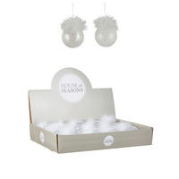 UKRAS ZA NOVOGODIŠNJU JELKU - bela, Osnovno, staklo (7cm) - X-Mas