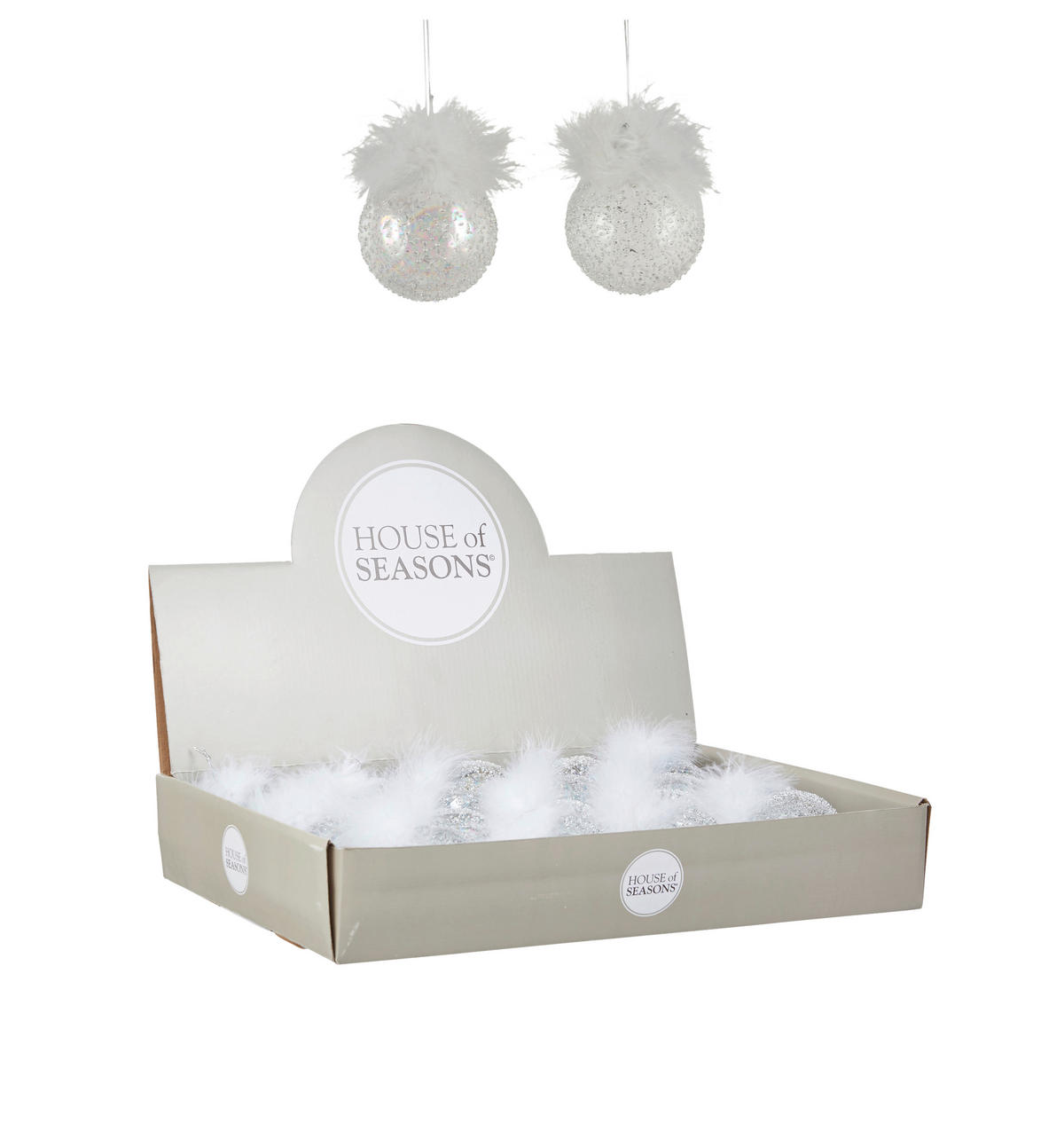 UKRAS ZA NOVOGODIŠNJU JELKU - bela, Osnovno, staklo (7cm) - X-Mas