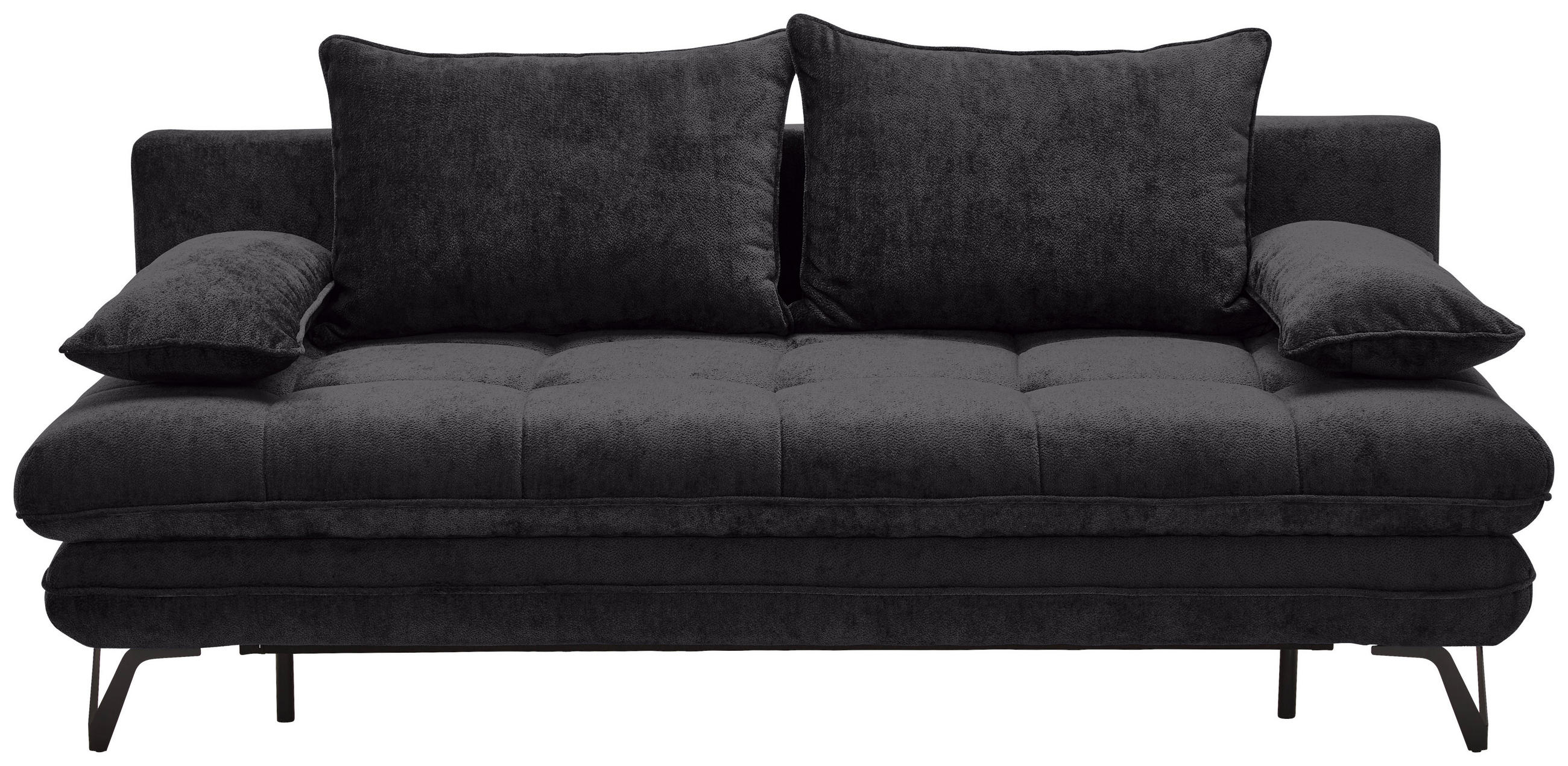 SCHLAFSOFA Italia in Samt Schwarz  - Schwarz, Design, Textil/Metall (205/79-96/85cm) - Novel