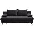 SCHLAFSOFA Italia Samt Schwarz  inkl. Rückenkissen, Armlehnenkissen, Schlaffunktion, Rücken echt  - Schwarz, Design, Textil/Metall (205/79-96/85cm) - Novel