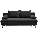 SCHLAFSOFA Italia Samt Schwarz  inkl. Rückenkissen, Armlehnenkissen, Schlaffunktion, Rücken echt  - Schwarz, Design, Textil/Metall (205/79-96/85cm) - Novel