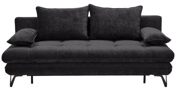 SCHLAFSOFA Italia Samt Schwarz  inkl. Rückenkissen, Armlehnenkissen, Schlaffunktion, Rücken echt  - Schwarz, Design, Textil/Metall (205/79-96/85cm) - Novel