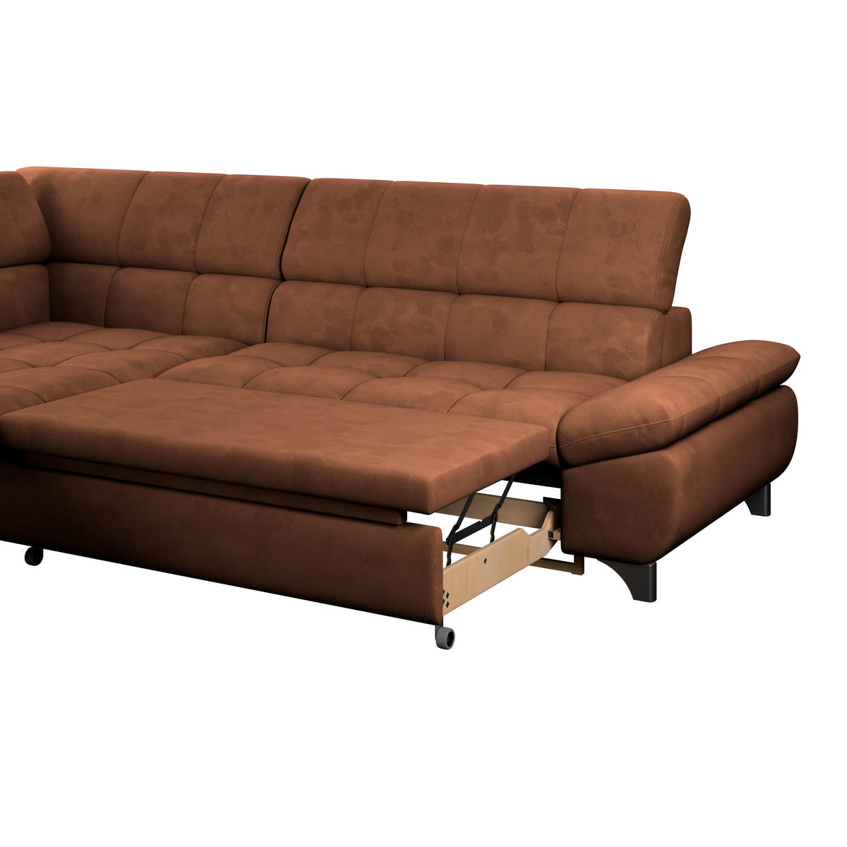 ECKSOFA Cognac Chenille  - Chromfarben/Cognac, KONVENTIONELL, Textil/Metall (234/312cm) - Livetastic