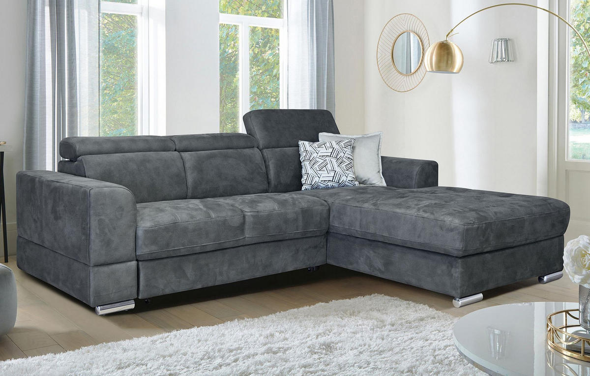 SJEDEĆA GARNITURA drvo, drvni materijal, tekstil  siva   - siva, Moderno, drvni materijal/drvo (246/194cm) - Carryhome