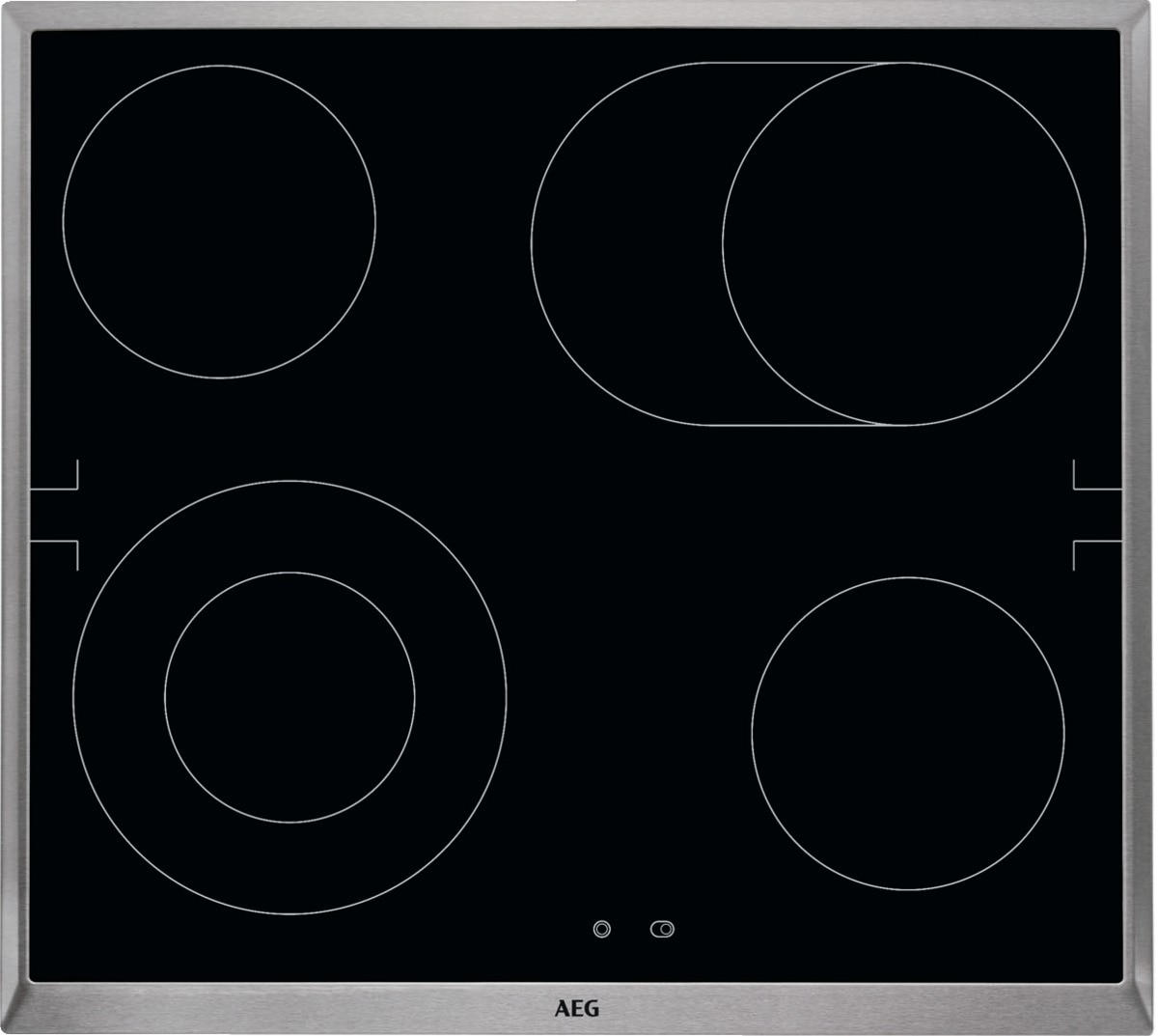 GLASKERAMIKKOCHFELD HE604060XB  - Edelstahlfarben/Schwarz, Basics, Glas/Metall (57,6/51,6cm) - AEG