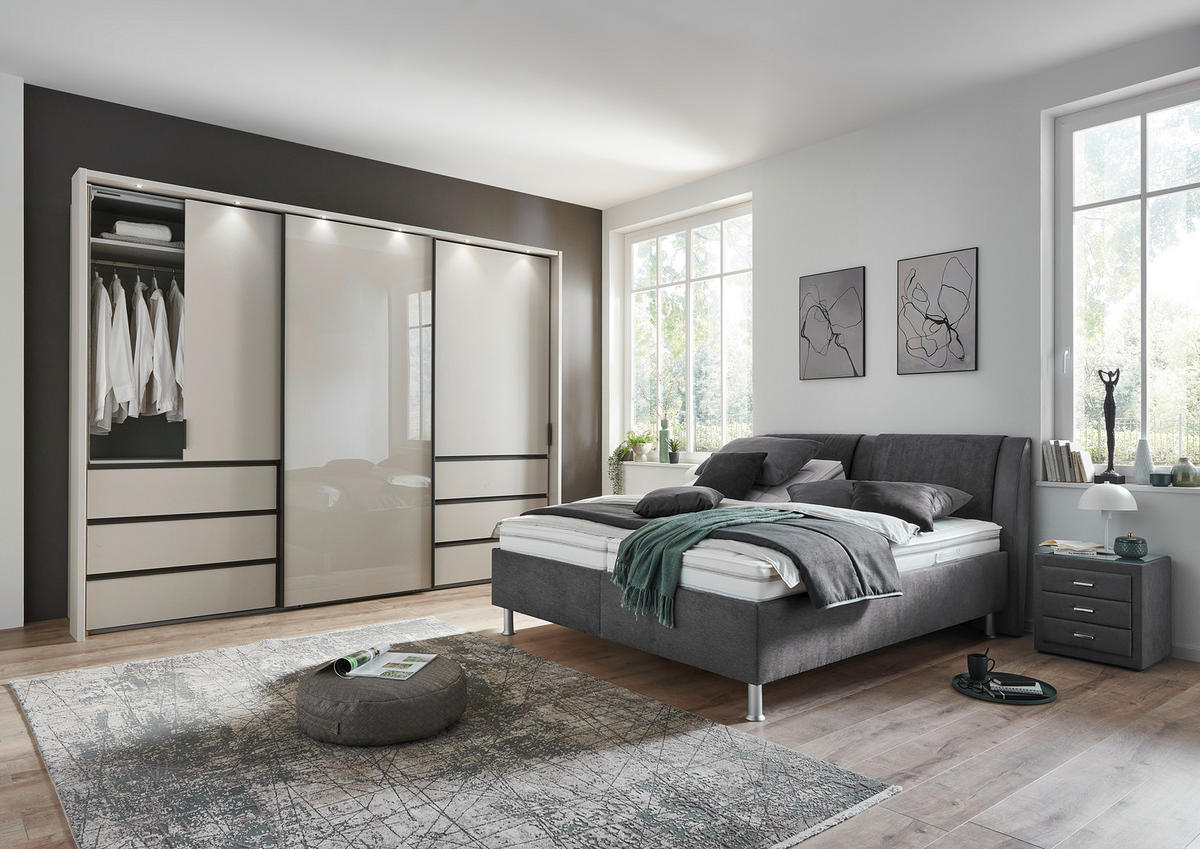 POLSTERBETT 180/200 cm  in Anthrazit, Grau  - Weiss/Anthrazit, Konventionell, Holz/Holzwerkstoff (180/200cm) - Beldomo - Sleep