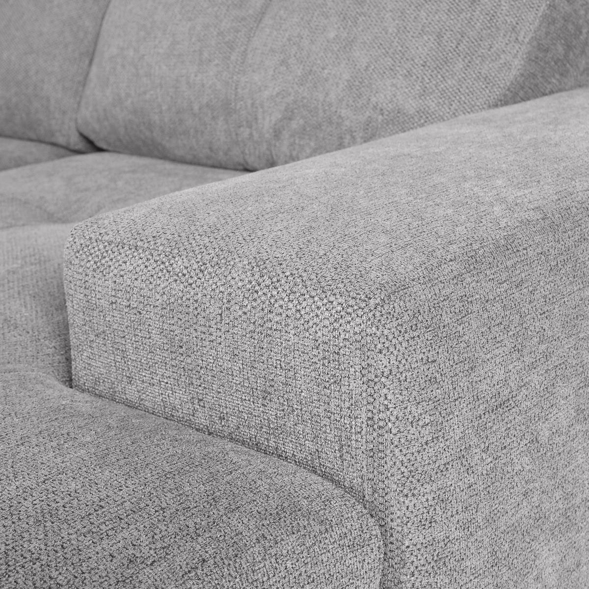 WOHNLANDSCHAFT in Flachgewebe Hellgrau  - Chromfarben/Hellgrau, Konventionell, Kunststoff/Textil (217/338/180cm) - Hom`in