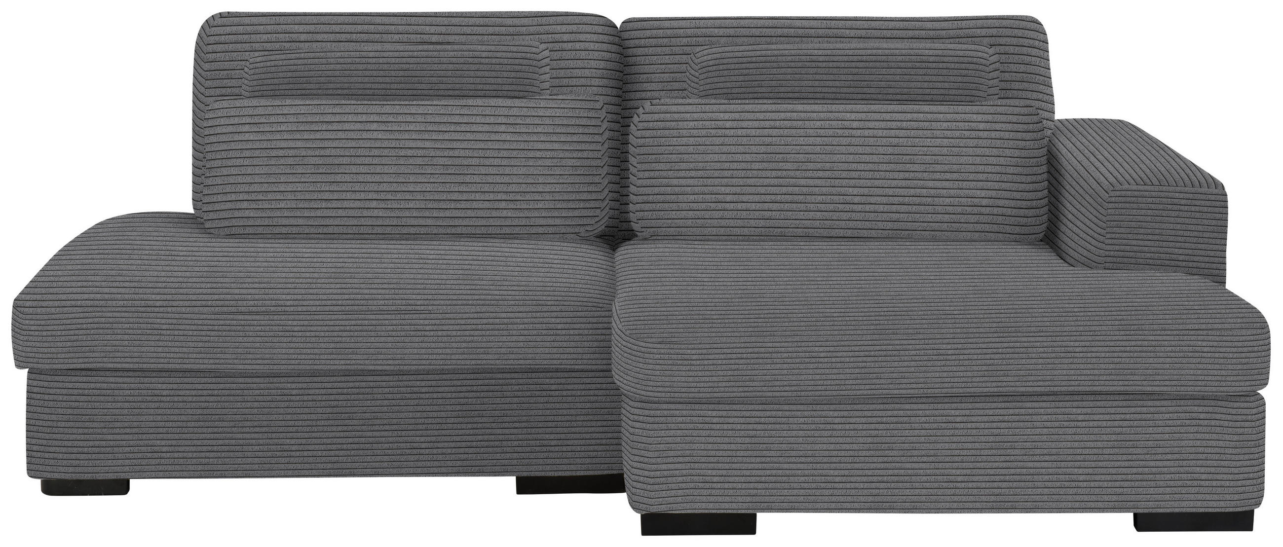 ECKSOFA Grau Cord  - Schwarz/Grau, Design, Kunststoff/Textil (223/158cm) - Lomoco