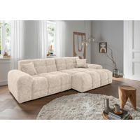 ECKSOFA in Struktur Creme  - Creme/Schwarz, Modern, Kunststoff/Textil (301/152cm) - Livetastic