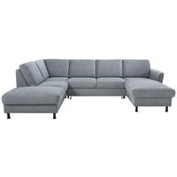 WOHNLANDSCHAFT in Webstoff Blaugrau  - Blaugrau/Schwarz, Konventionell, Textil/Metall (200/305/168cm) - Voleo