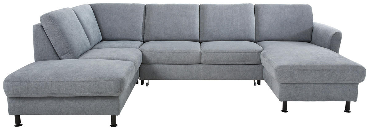WOHNLANDSCHAFT in Webstoff Blaugrau  - Blaugrau/Schwarz, Konventionell, Textil/Metall (200/305/168cm) - Voleo