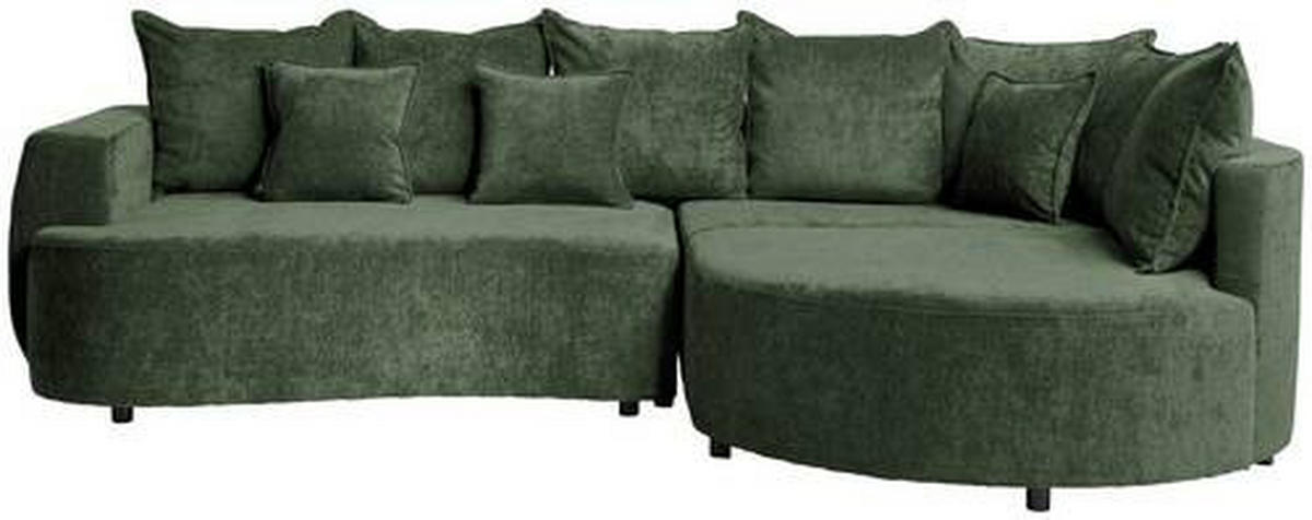 ECKSOFA in Chenille Dunkelgrün  307/194 cm  - Dunkelgrün/Schwarz, Design, Kunststoff/Textil (307/194cm) - Carryhome