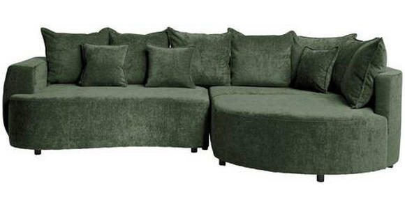 ECKSOFA Dunkelgrün Chenille  - Dunkelgrün/Schwarz, Design, Kunststoff/Textil (307/194cm) - Carryhome