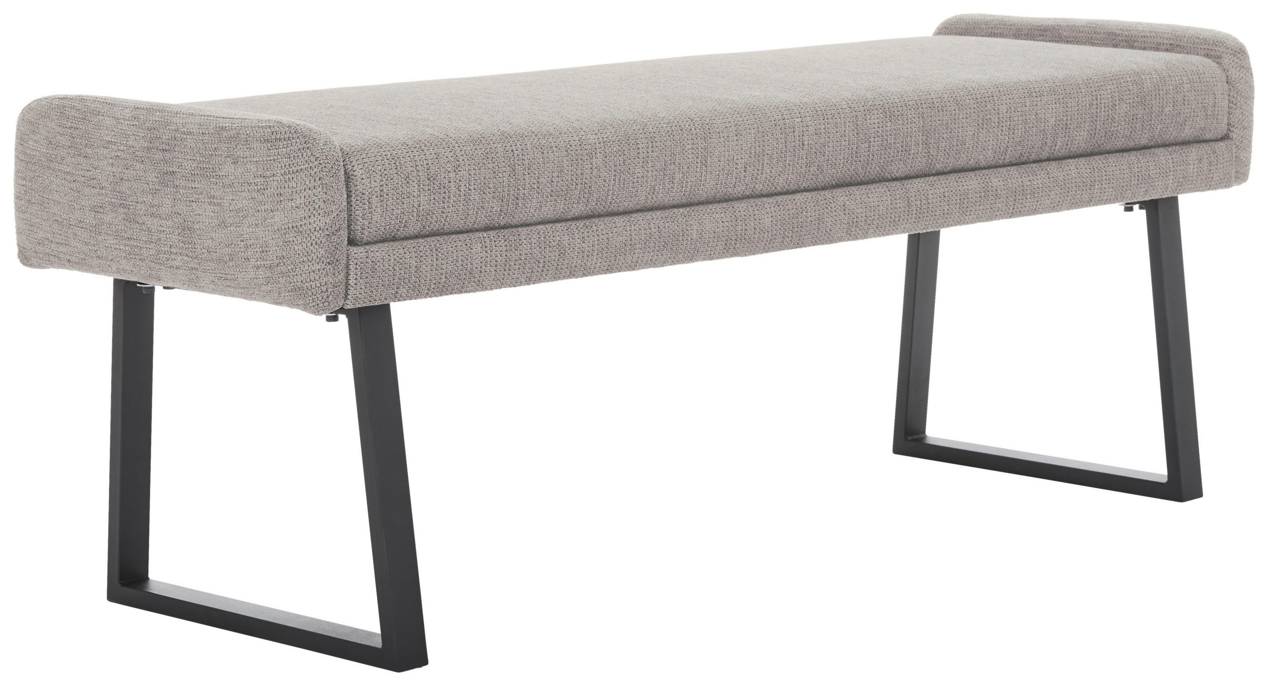 HOCKERBANK 140/51/49 cm Webstoff Hellgrau, Schwarz  - Hellgrau/Schwarz, Design, Textil/Metall (140/51/49cm) - Novel