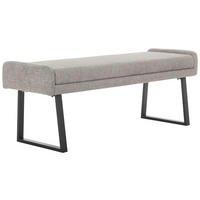 HOCKERBANK 140/51/49 cm Webstoff Schwarz, Hellgrau  - Hellgrau/Schwarz, Design, Textil/Metall (140/51/49cm) - Novel