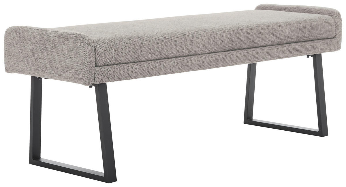 HOCKERBANK 140/51/49 cm Webstoff Schwarz, Hellgrau  - Hellgrau/Schwarz, Design, Textil/Metall (140/51/49cm) - Novel