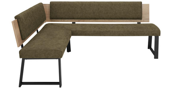 ECKBANK 160/220 cm  in Olivgrün  - Schwarz/Olivgrün, MODERN, Holzwerkstoff/Textil (160/220cm) - Venda