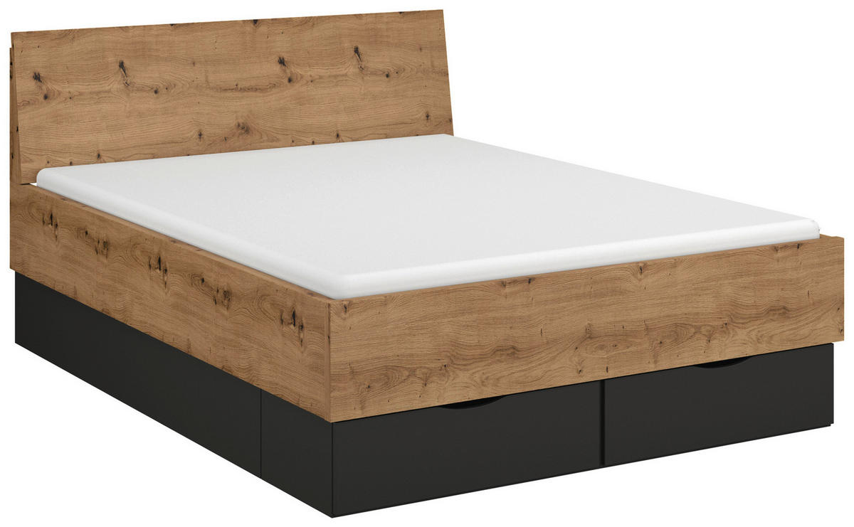 BETT 140/200 cm  in Graphitfarben, Eiche Artisan  - Graphitfarben/Eiche Artisan, Trend (140/200cm) - Stylife