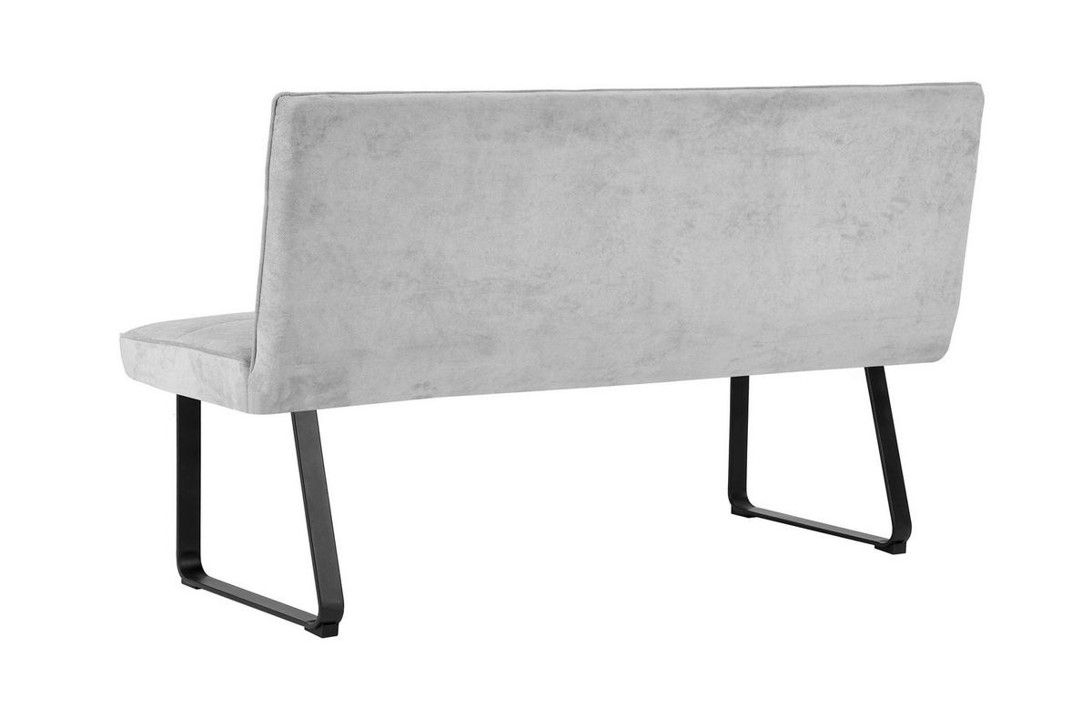 SITZBANK in Metall, Textil Hellgrau  - Hellgrau/Schwarz, MODERN, Textil/Metall (160/92/58cm) - MID.YOU