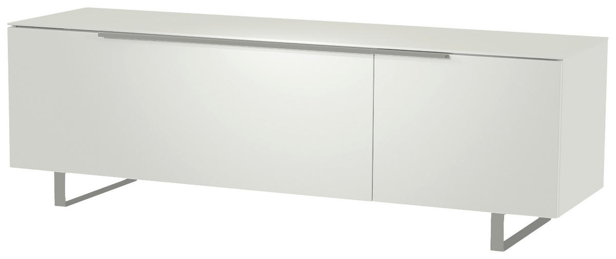 LOWBOARD Weiß, Alufarben  160/51/45 cm  - Alufarben/Weiß, Design, Glas/Holzwerkstoff (160/51/45cm) - Moderano