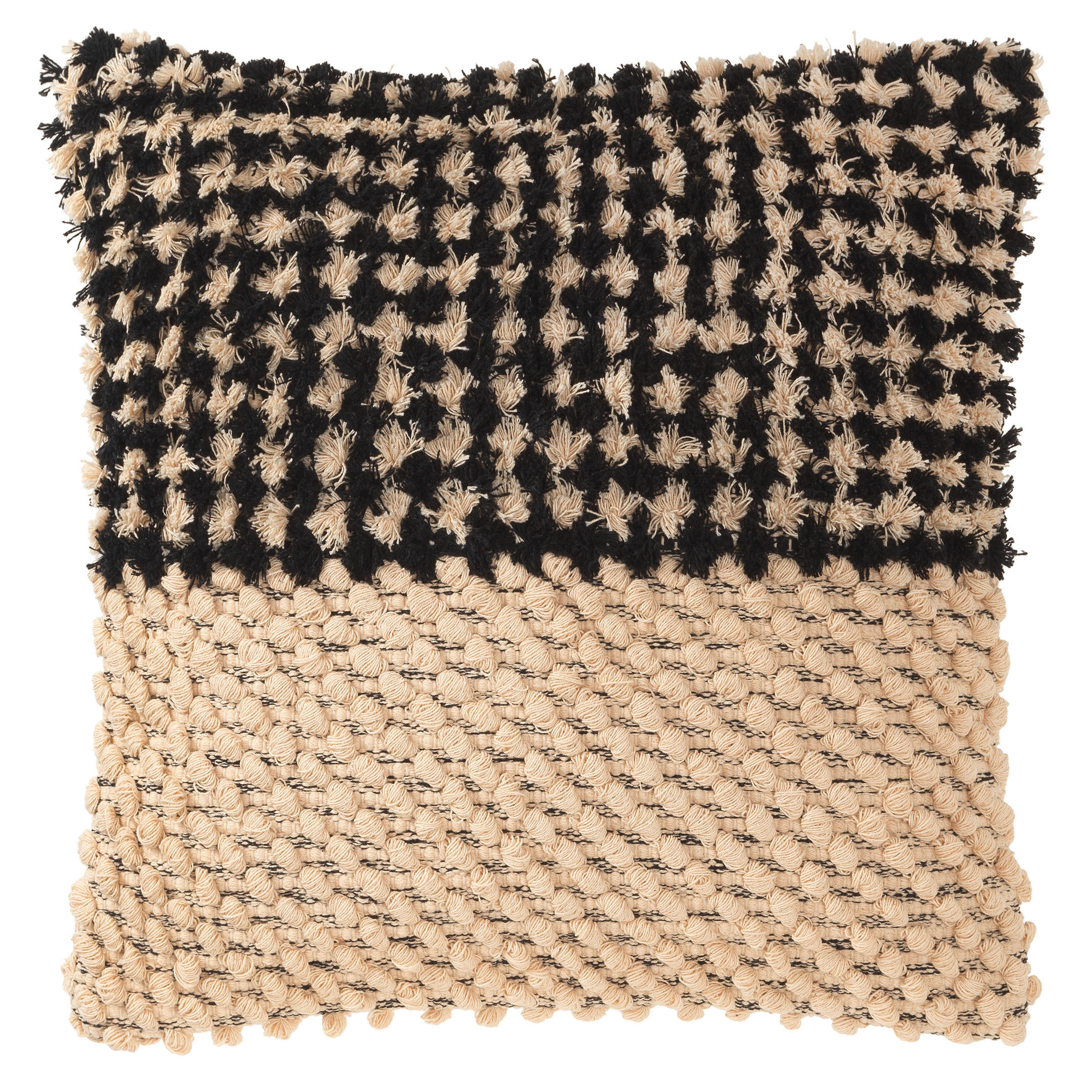 KISSENHÜLLE T-Boho Tuffed 45/45 cm  - Schwarz/Naturfarben, Trend, Textil (45/45cm) - Tom Tailor