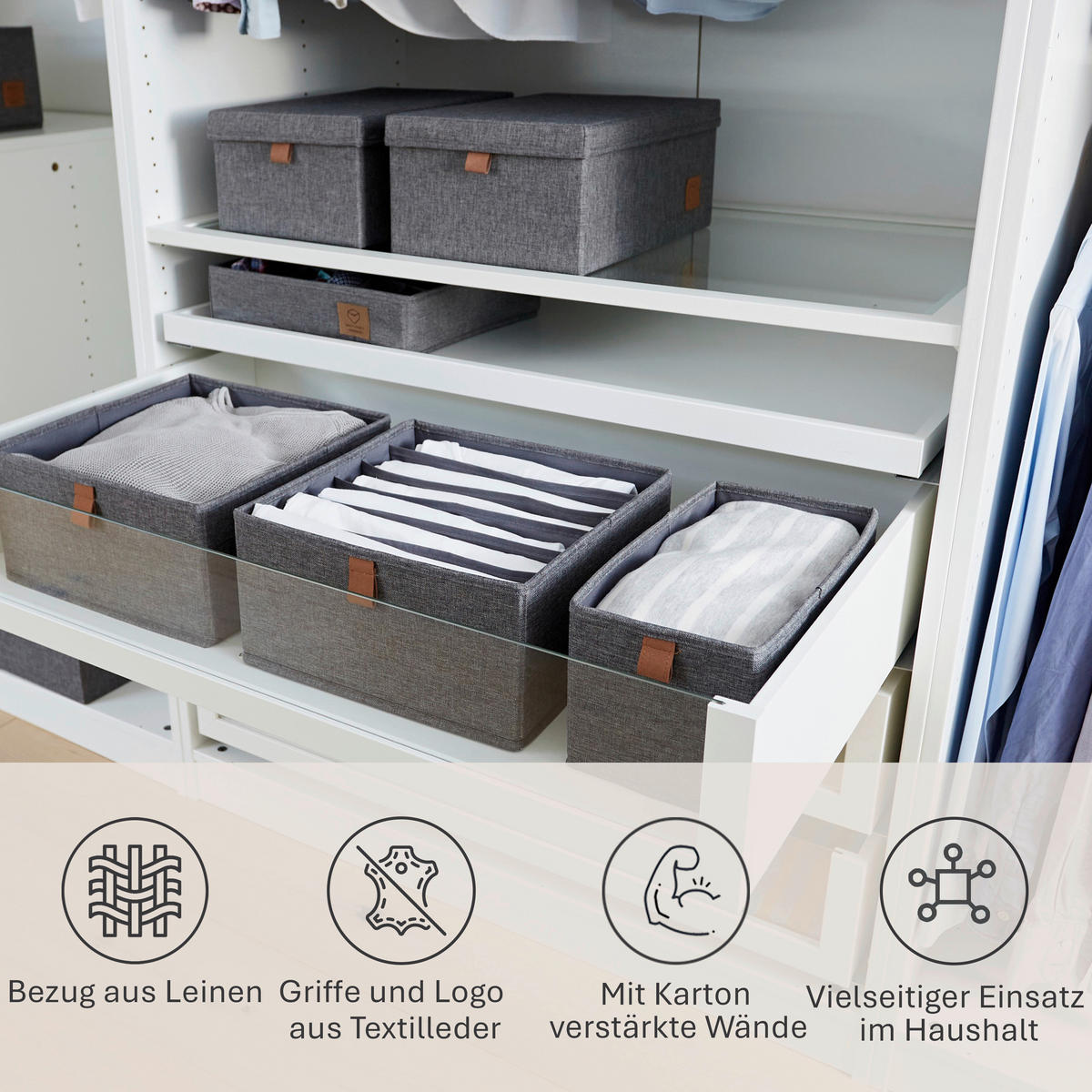 ORGANIZER  - Grau, Basics, Karton/Textil (30/30/15cm) - Store It