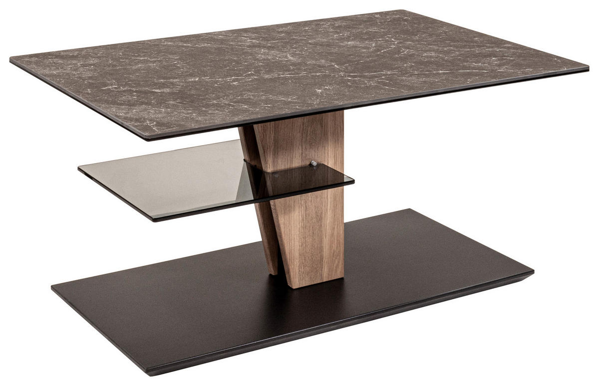 COUCHTISCH Asteiche vollmassiv 90/60/47-65 cm Anthrazit, Grau, Wildeiche  - Wildeiche/Anthrazit, MODERN, Keramik/Holz (90/60/47-65cm)