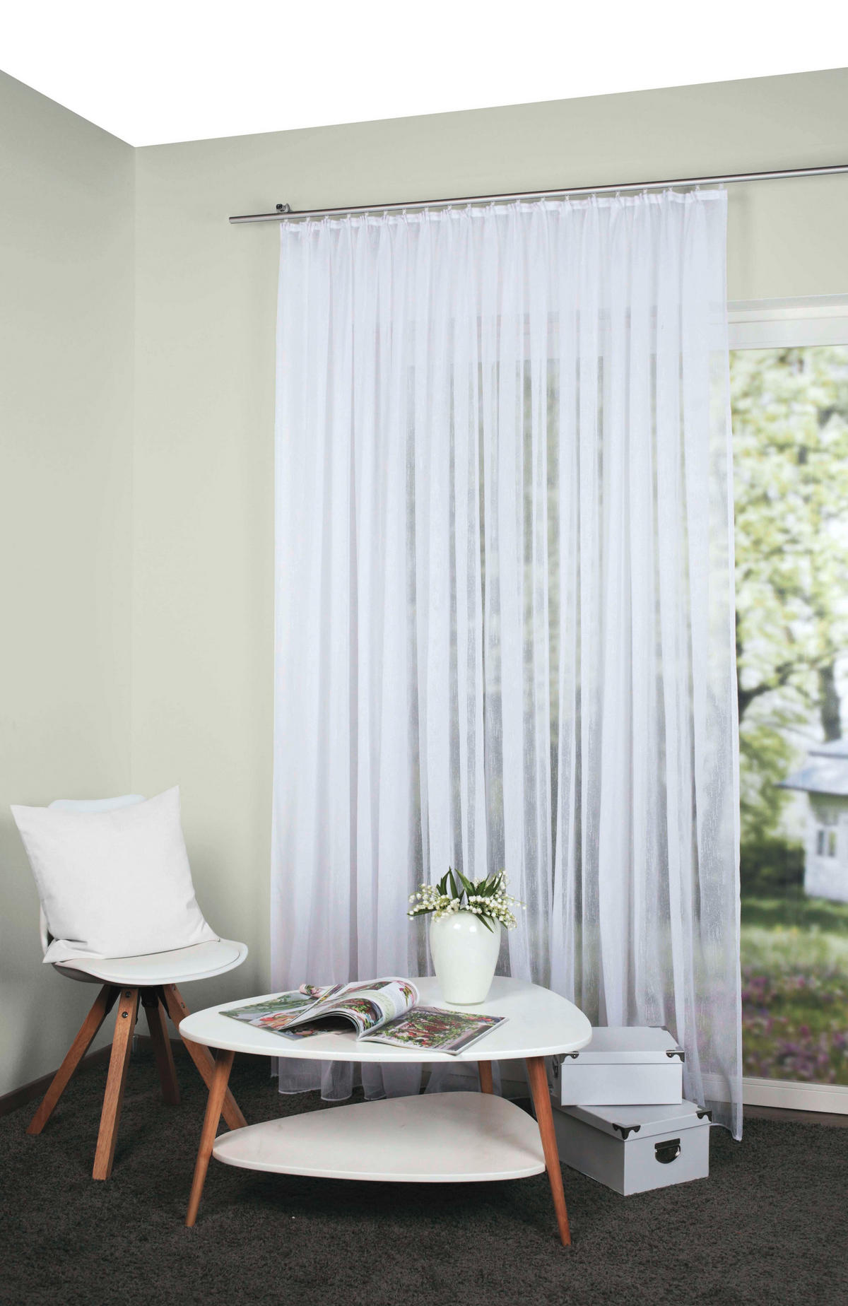 KUSOVÁ ZÁCLONA, 300/120 cm - bílá, Basics, textil (300/120cm) - Schmidt W. Gmbh