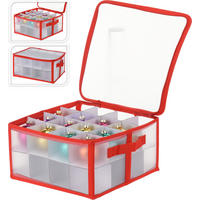 ÚLOŽNÝ BOX   - průhledné/červená, Basics, plast (30/30/15cm)