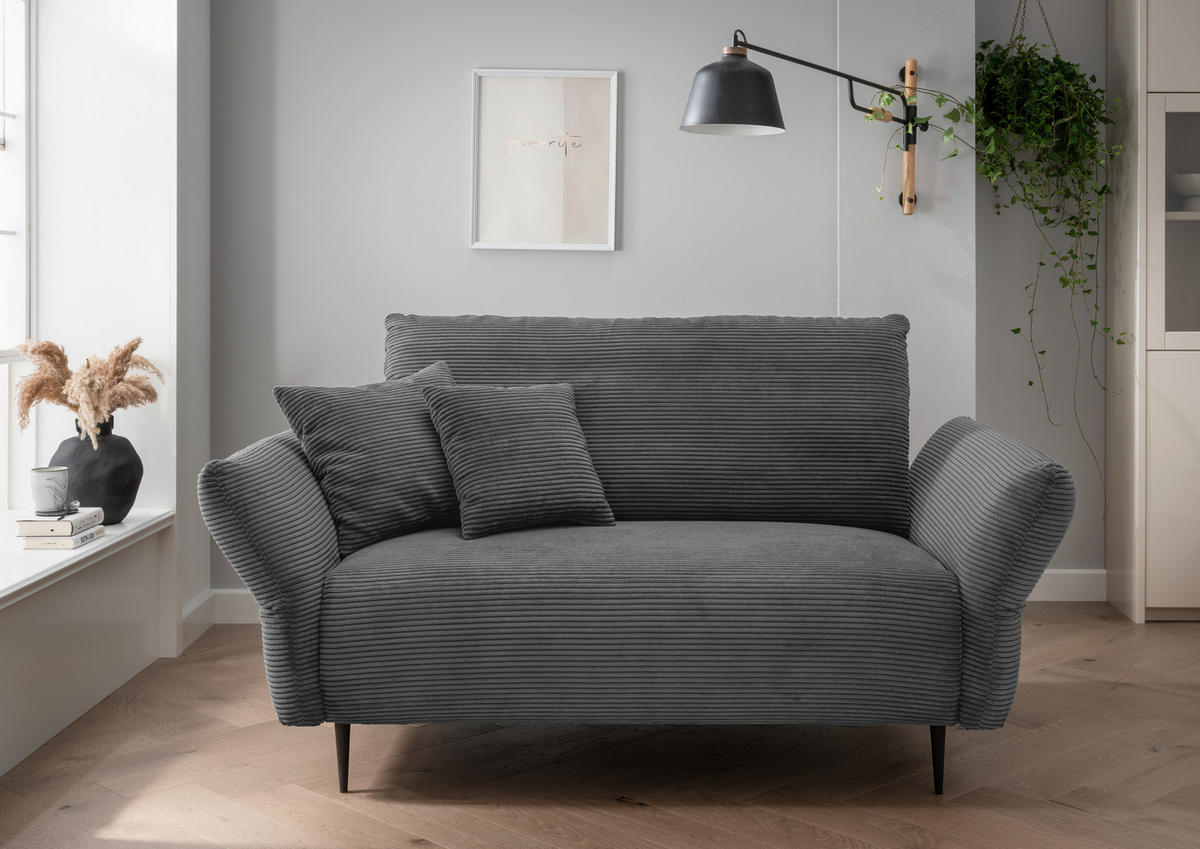 SITZGARNITUR Cord Grau  - Schwarz/Grau, Design, Textil/Metall - Livetastic