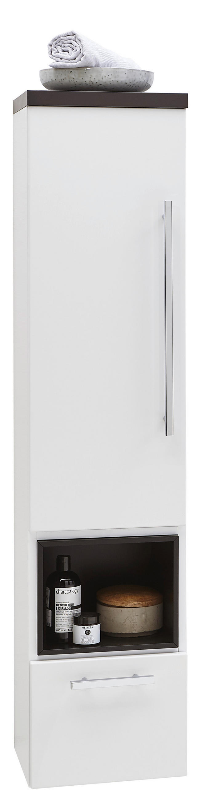 MIDISCHRANK 30/128/30 cm  - Chromfarben/Weiss, Modern, Glas/Holzwerkstoff (30/128/30cm) - Dieter Knoll